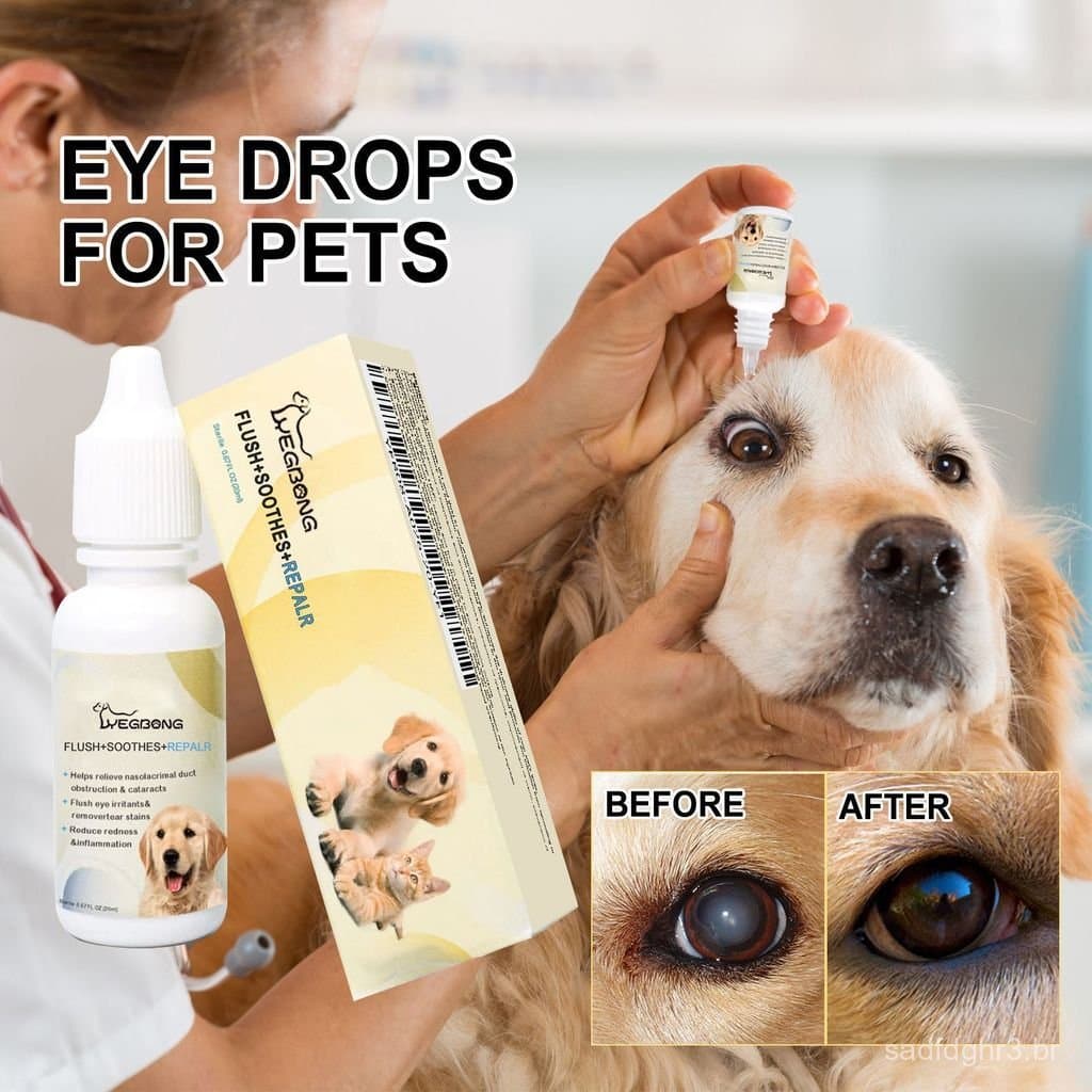Yegbong Colírio para Cães e Gatos, Limpeza Suave dos Olhos para Manchas de Lágrima e Resíduos Oculares, Colírio para Cui