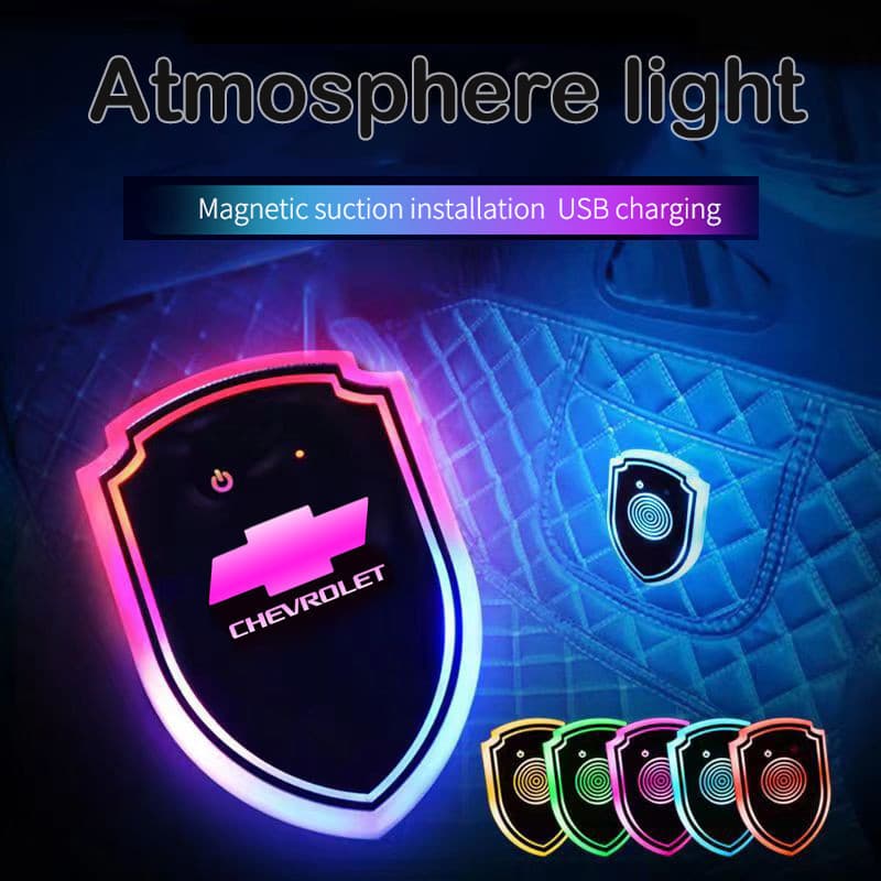 Luz Ambiente para os Pés do Carro Chevrolet, Modificação Interior, Sem Fiação, Lâmpada de Indução Inteligente Automática