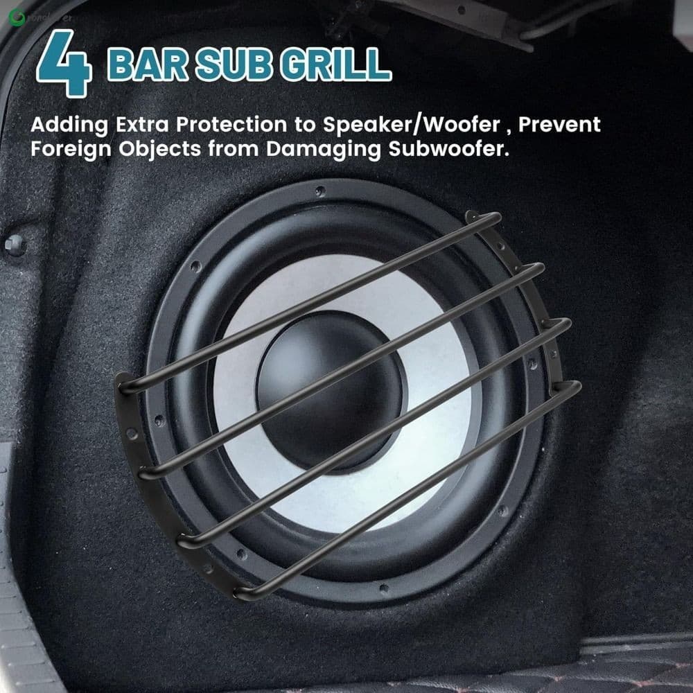Grade De Subwoofer De Metal De 4 Barras-Capa À Prova De Ferrugem De Fácil Instalação Para Alto-Falantes De Carro De 8/10