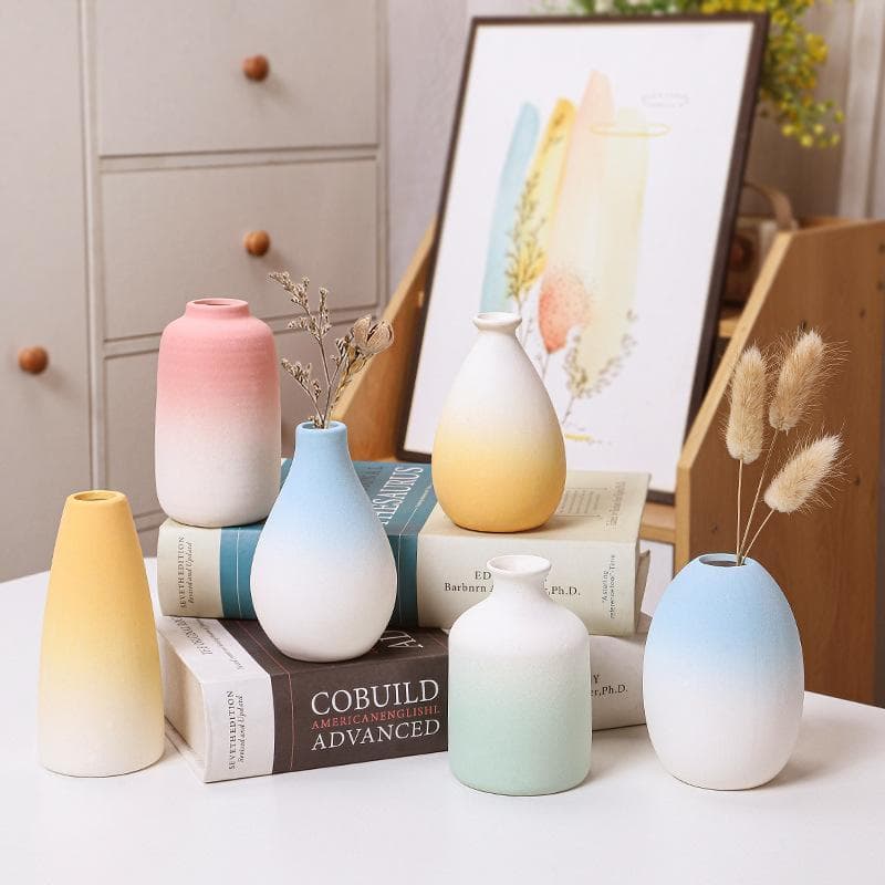 Vasos decorativos, vasos decorativos de alta qualidade, materiais cerâmicos, pequenos arranjos de flores, cores gradient