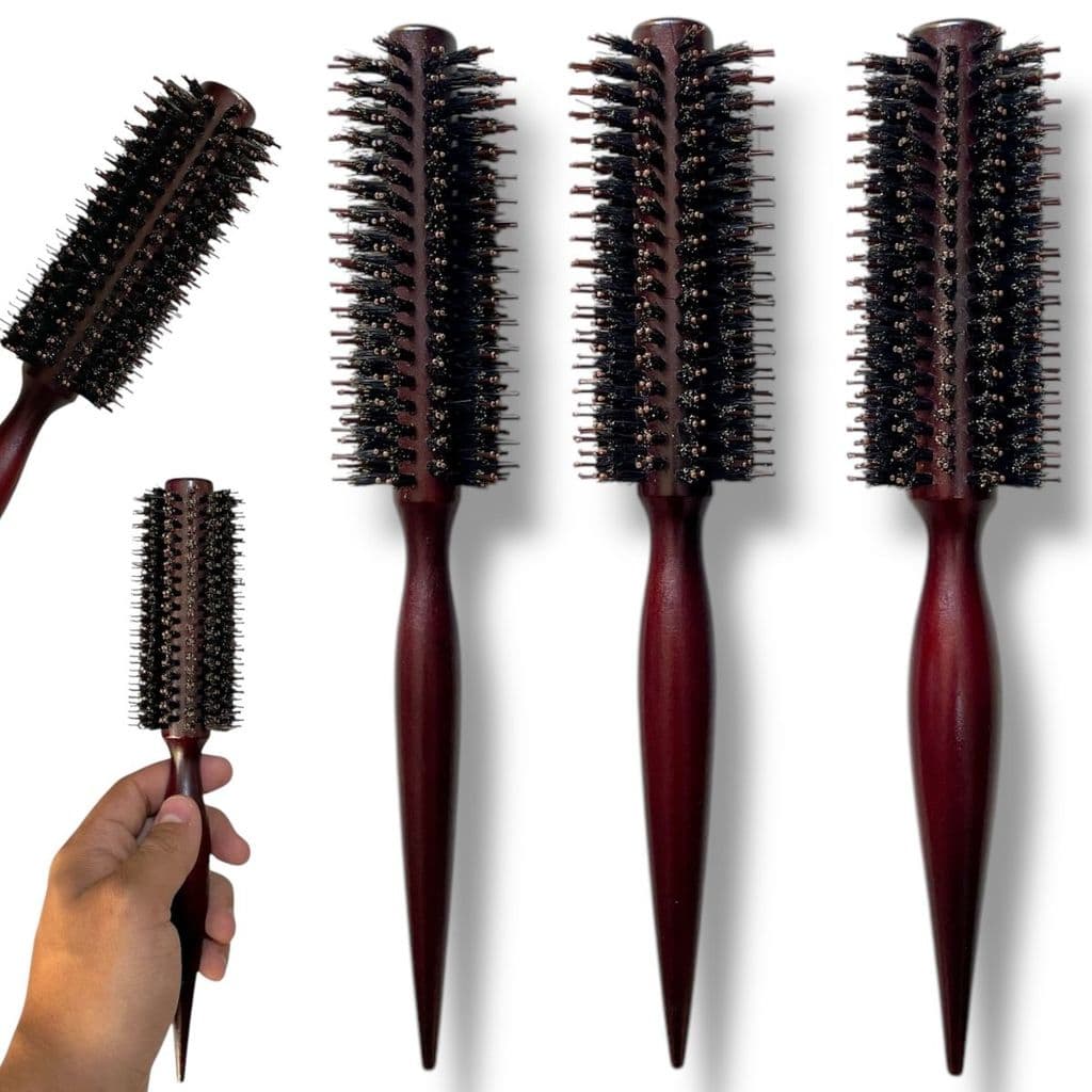 Kit 3 Escova De Cabelo Profissional Madeira Cerdas Javali