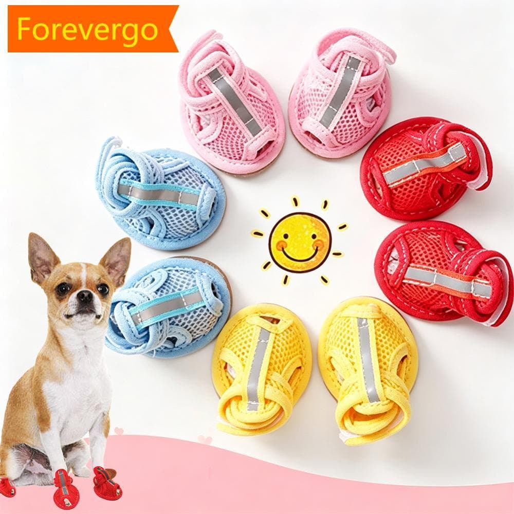 Sandálias Para Cães De Malha Respirável forevergo Pequenos Sapatos Animais De Estimação De Verão Com Sola Elástica Antid