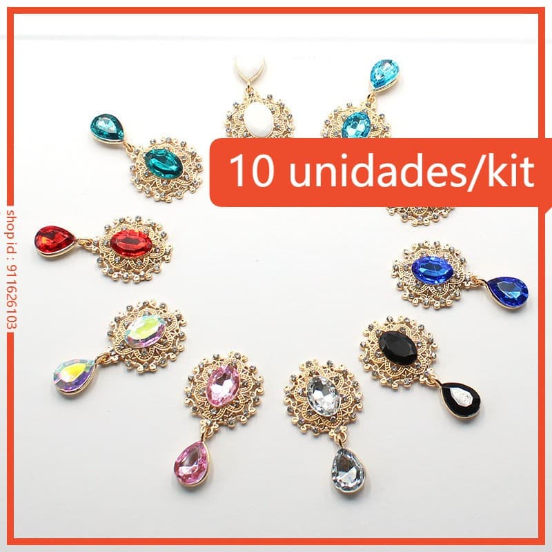 Acessórios DIY de Bijuteria Pingente em Forma de Gota com Base de Liga em Flor Vintage