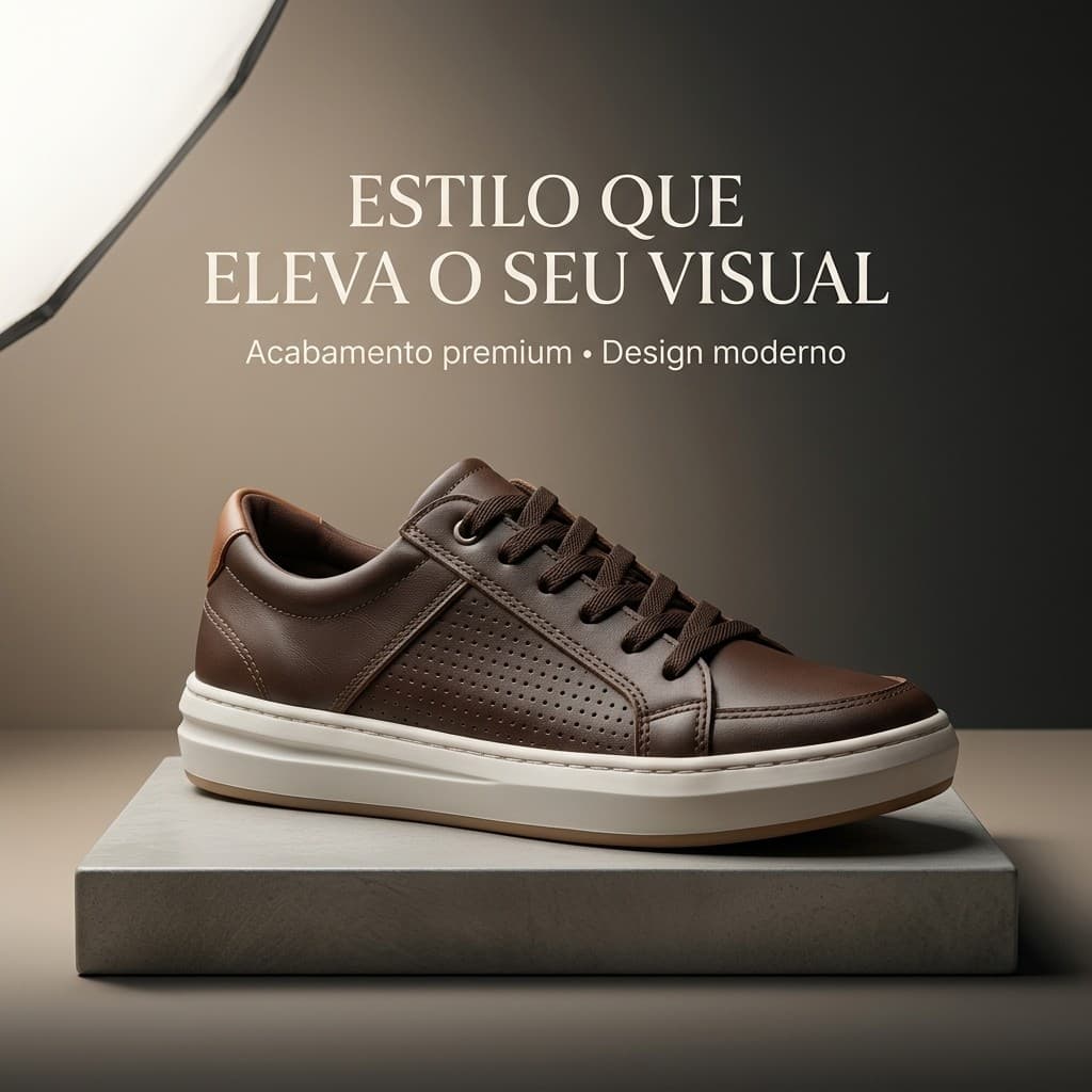 Sapatênis Masculino Premium Casual com Cadarço Confortável Leve Moderno Trabalho Passeio Dia a Dia Esporte Fino Luxo