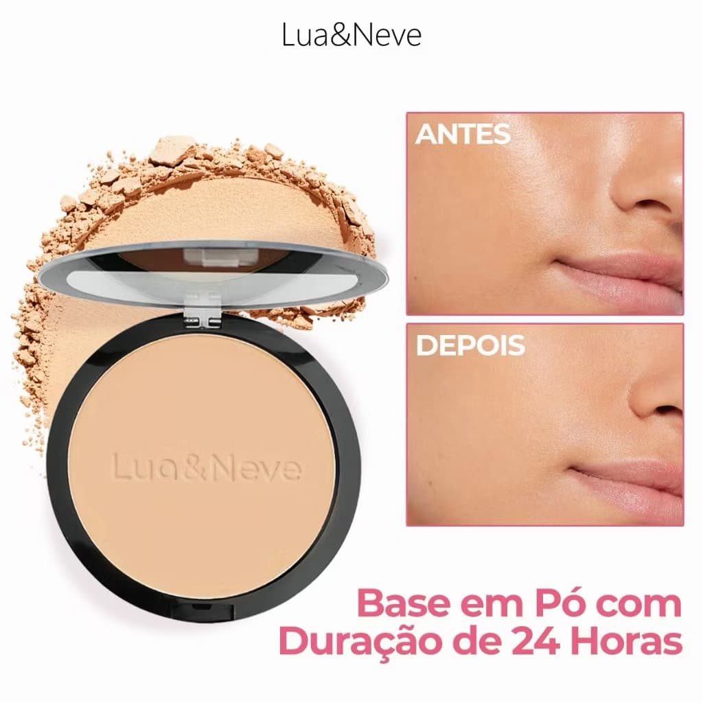 Pó Compacto Matte Controle de Oleosidade Toque Aveludado Longa Duração - Lua&Neve