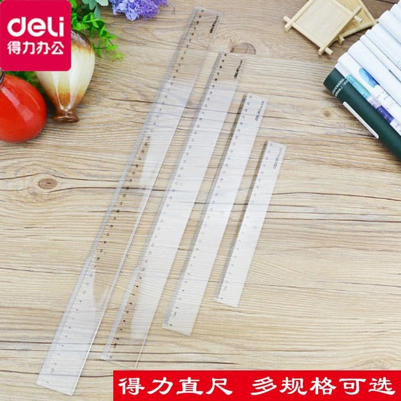 Deli Régua de papelaria longa transparente 20cm30cm40cm Régua de medição para alunos da escola primária de plástico