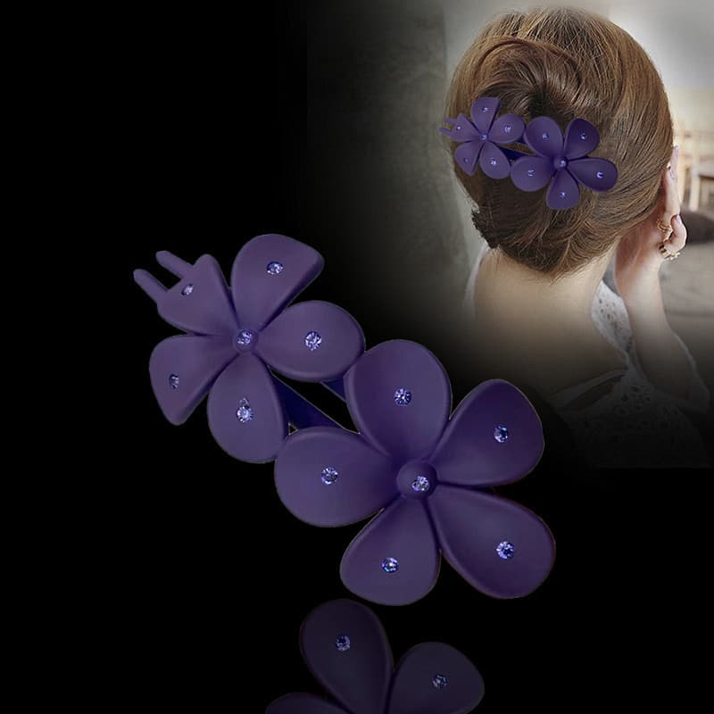 Grampo de cabelo flor de strass feminino Retro bobina grampo de cabelo elegante Hairpin High-End Duckbill clipe de cabeç