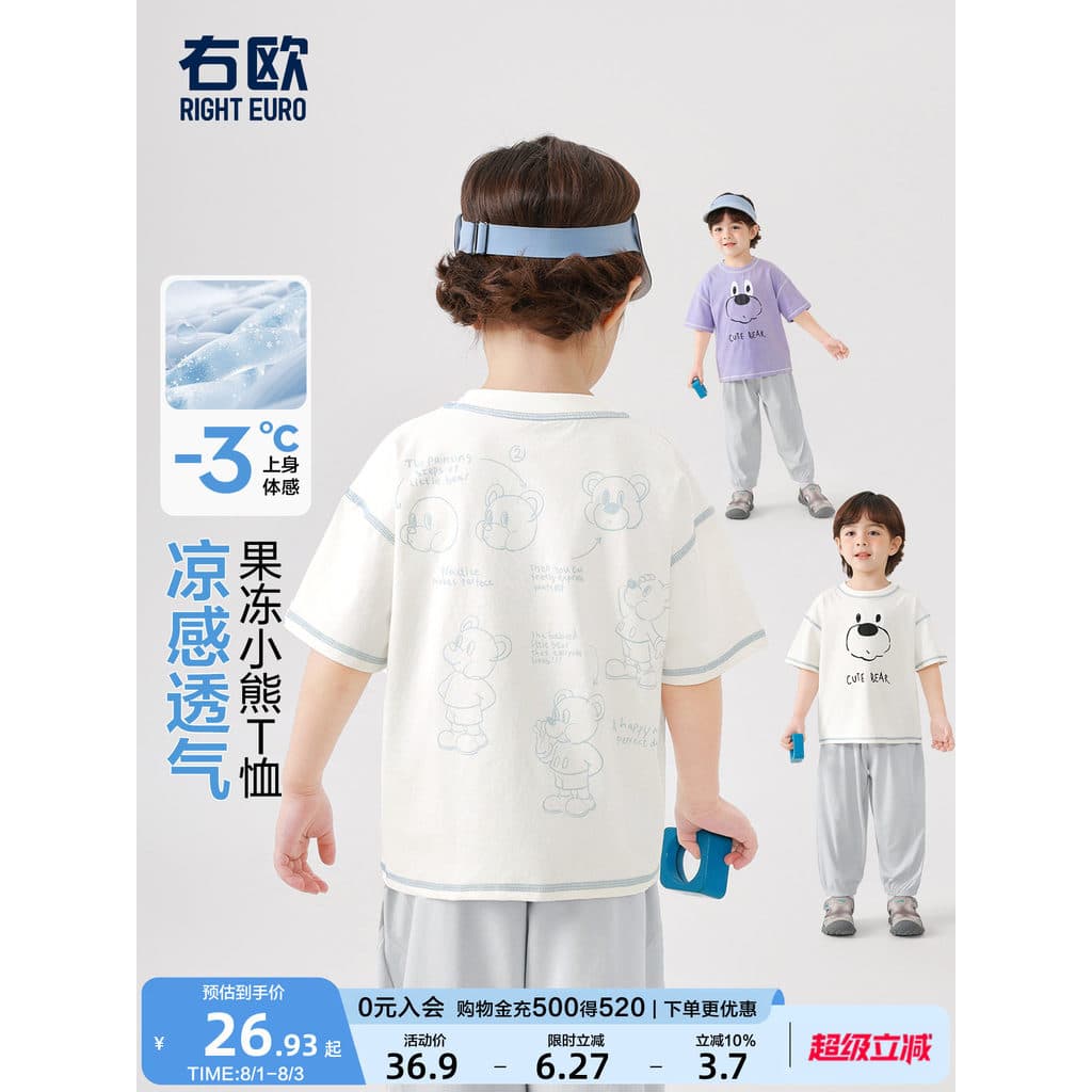 Right Ou meninos meninas camisetas de manga curta bonito urso crianças pequenos topos meia manga bebê verão novo estilo