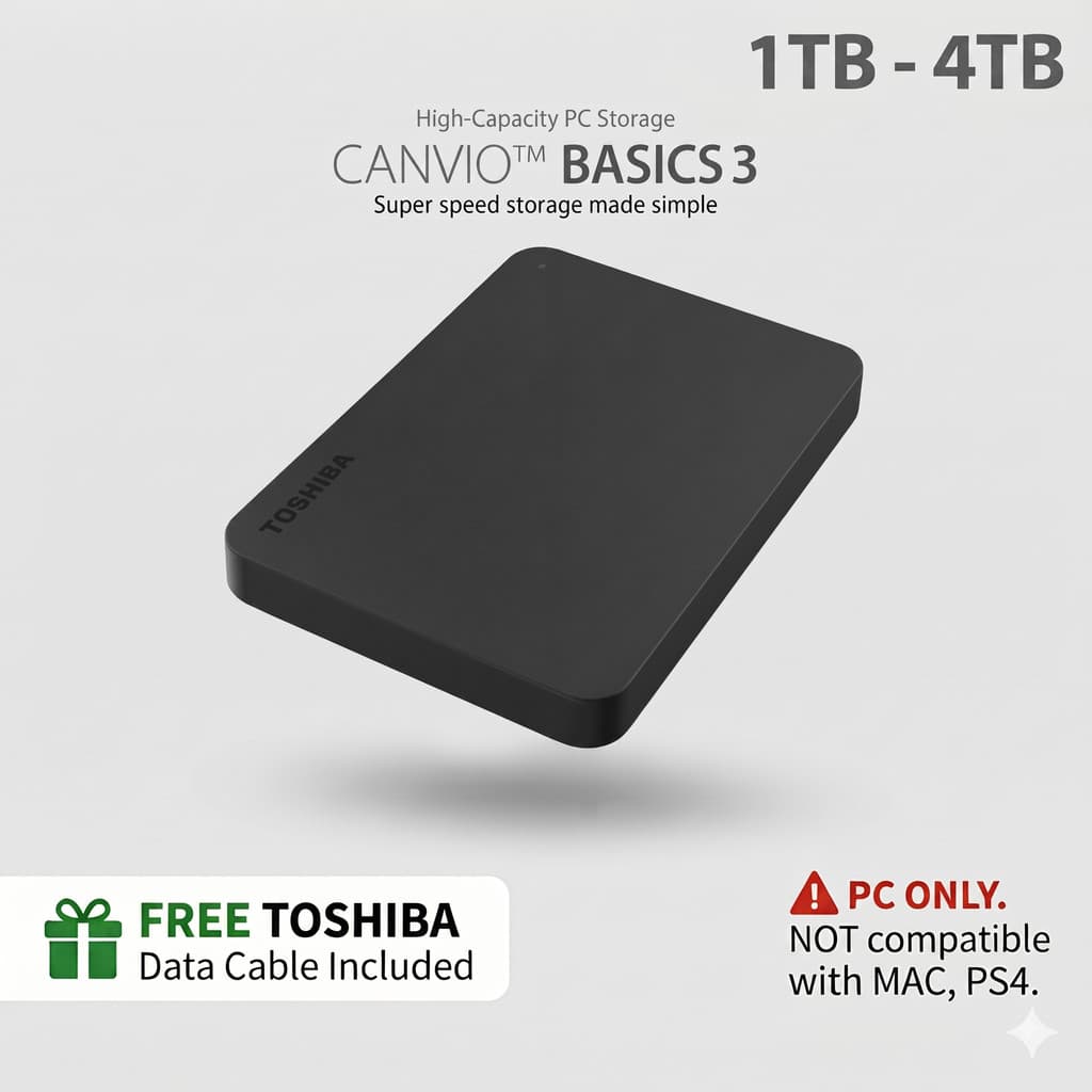 Toshiba⚡️ Disco Rígido Externo HDD 1TB/2TB/4TB SSD  USB 3.1 Tipo C Interface De Alta Qualidade