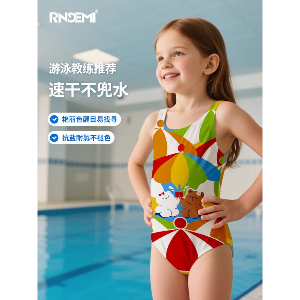 RNOEMI Maiô infantil para meninas, treinamento profissional, corrida, crianças grandes, triângulo de uma peça, secagem r