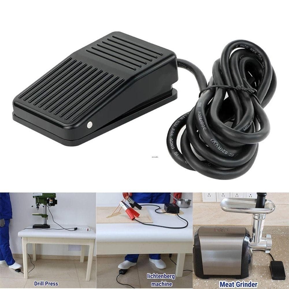 Interruptor De Pedal De Plástico Preto-Grau Industrial Momentâneo Antiderrapante