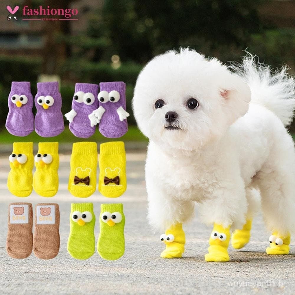 FASHIONGO 4 Unidades Antiderrapantes Protegem Patas Sapatos Para Cachorros E Meias Macias Animais De Estimação Fofas De