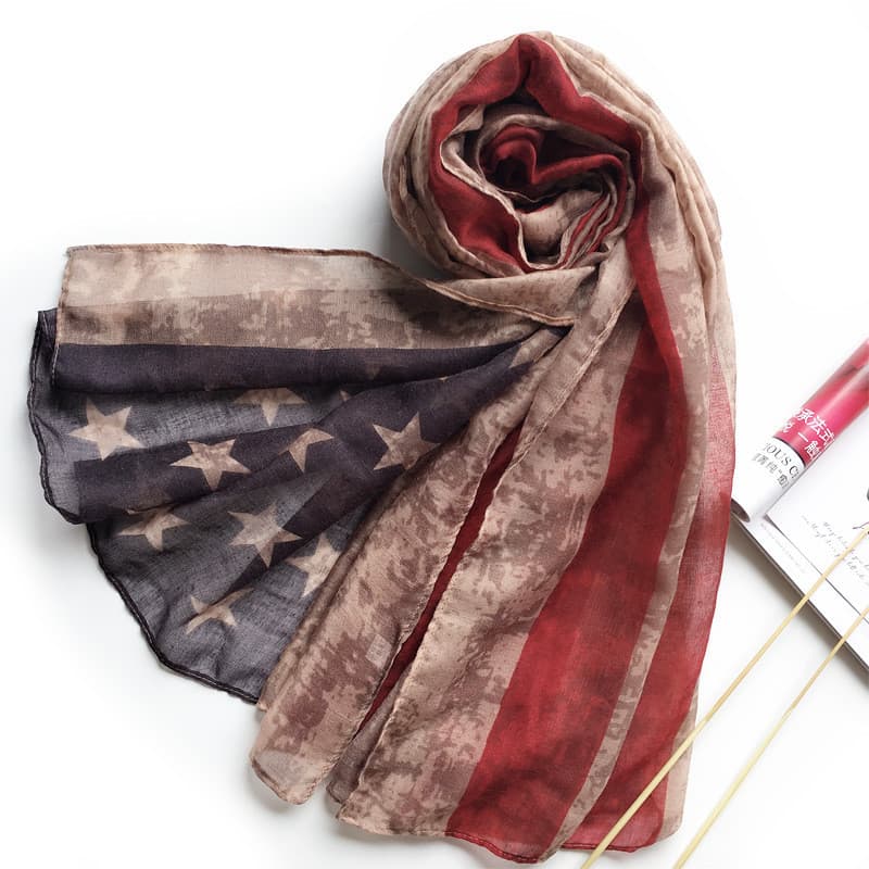 Retro bandeira americana novo estilo Bali fio impresso cachecol bandeira cachecol senhoras cachecol Casual fabricante at