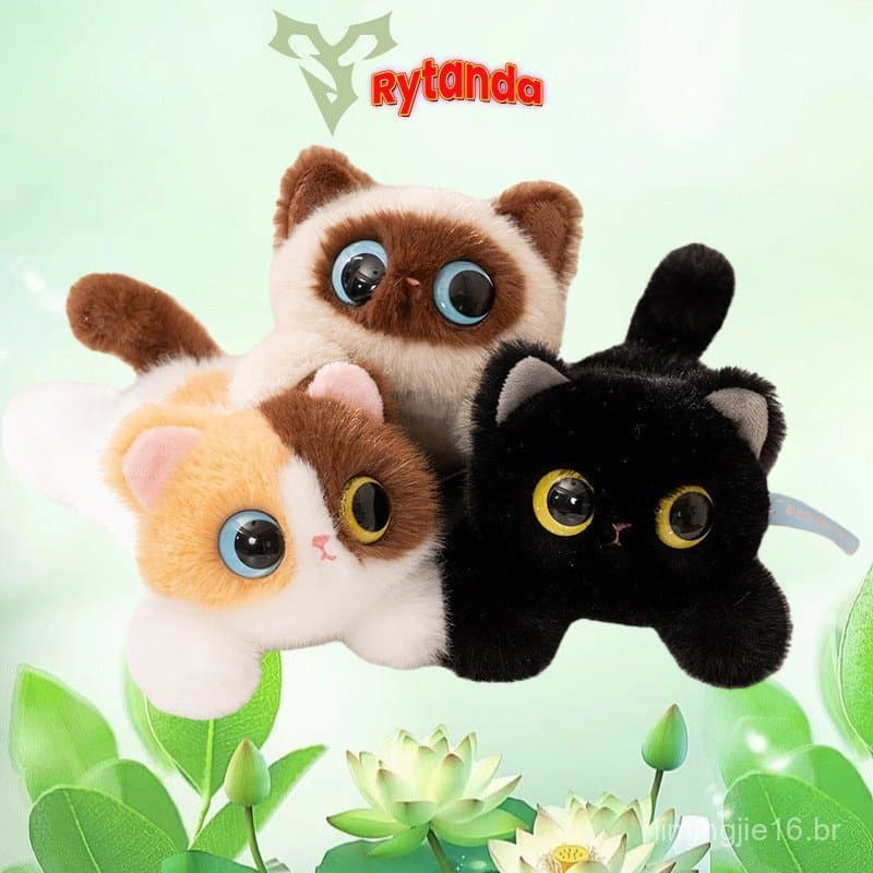 Rytanda Gato Preto Brinquedo De Pelúcia Simulação Fofa Travesseiro De Olho Grande Boneca Animal Macia Almofada De Sofá D