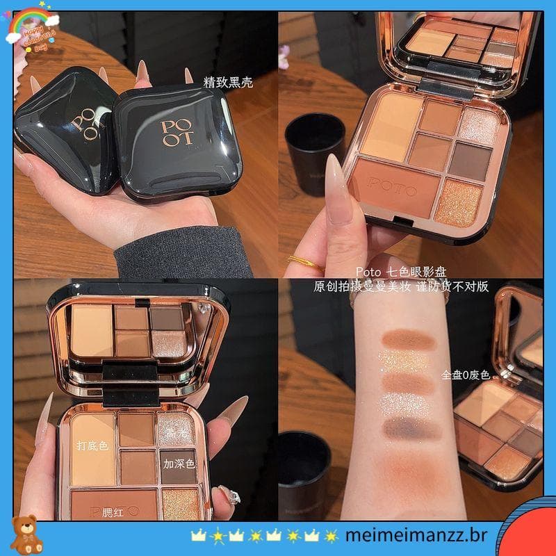 Paleta de sombras de sete cores POTO Uma paleta multifuncional fosca perolada paleta multifuncional