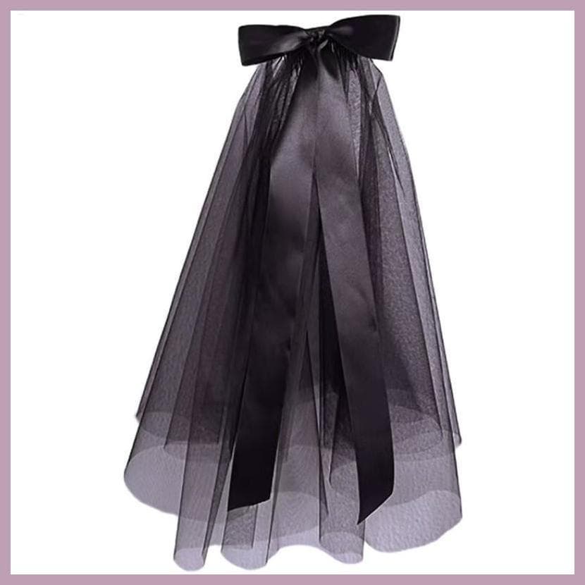 Simples Dupla Camada Véu De Noiva Preto Princesa Headwear Retro Gaze Halloween Foto Adereços Festa De Casamento hyss2br