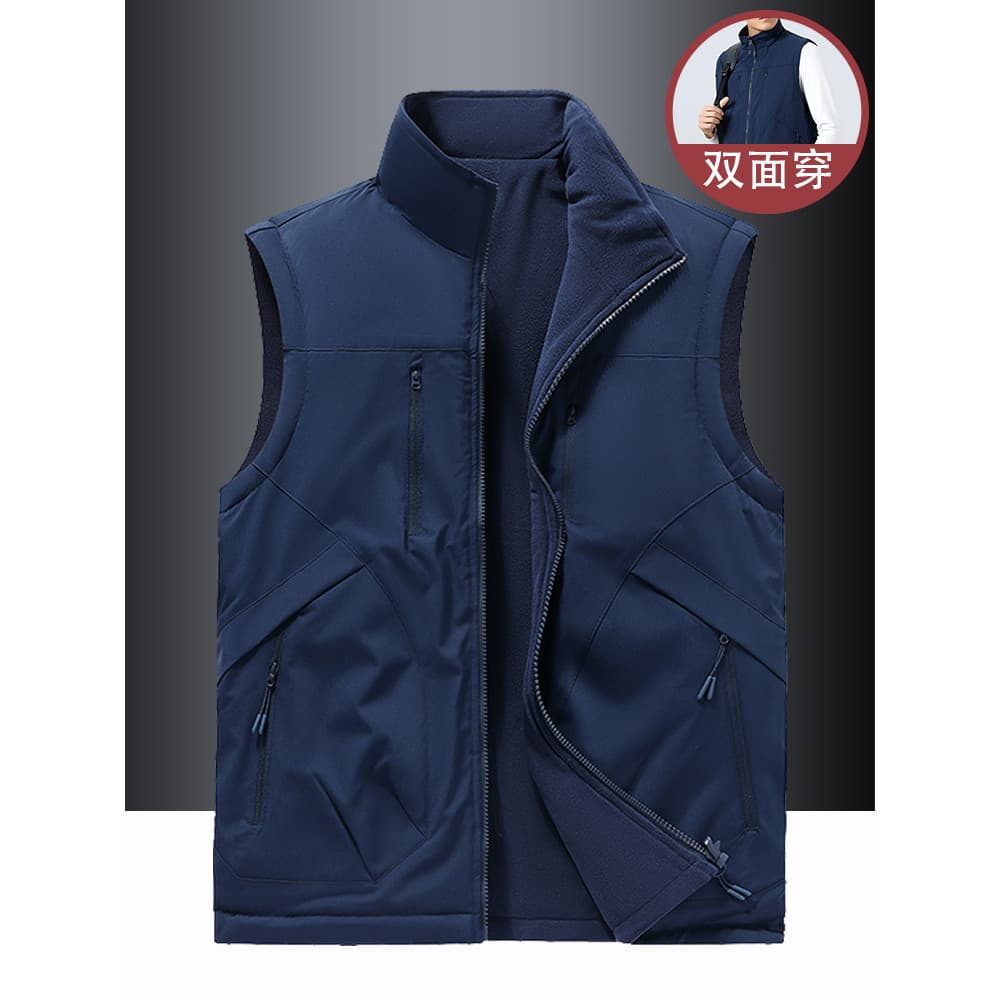 Colete dupla face masculino feminino outono inverno colete de lã jaqueta à prova de vento quente engrossado colete de me