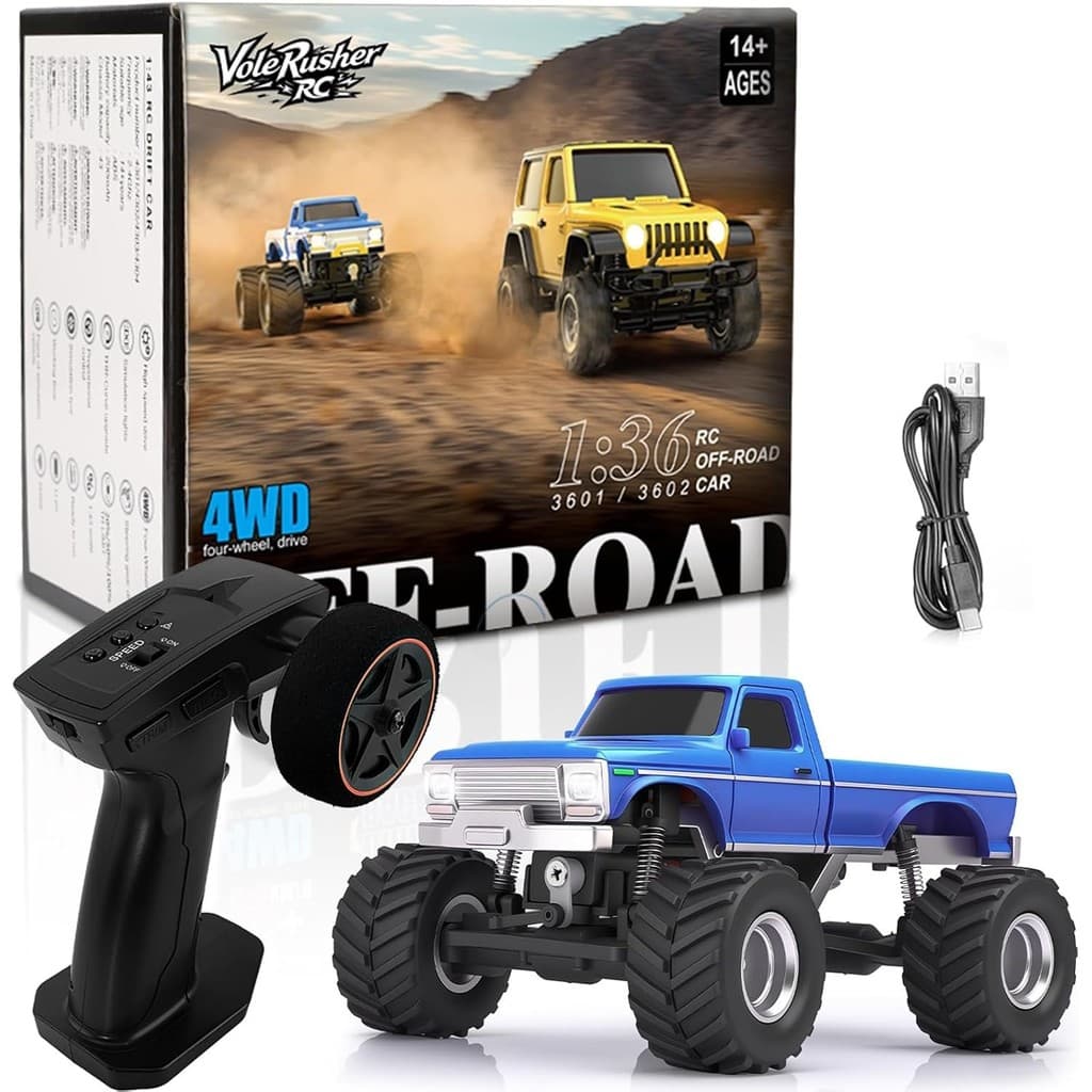 [2026 Atualização 1/36 Mini RC Crawler , 4WD Micro Caminhão Off Road | Red Truck Toys Para Idades De 8 A 14 Anos , Prese