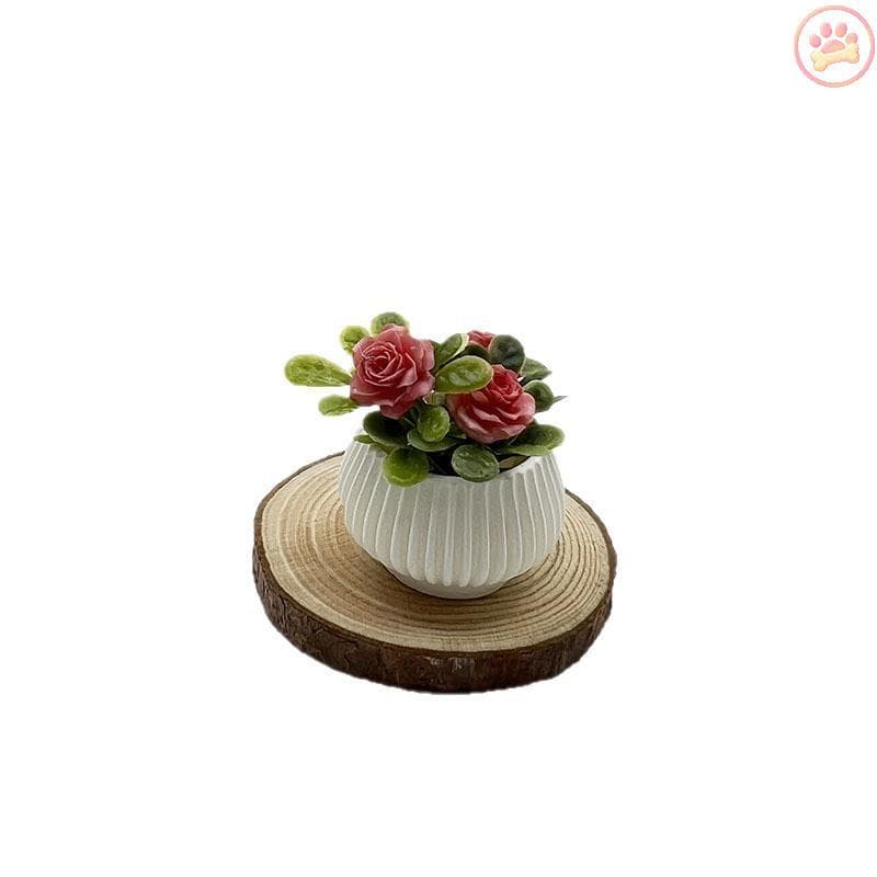 Carro 1 Pçs Casa De Boneca Sala Estar Cena Decoração Mini Rosa Planta Vasos Plantas Modelo Paisagem Em Miniatura Artesan