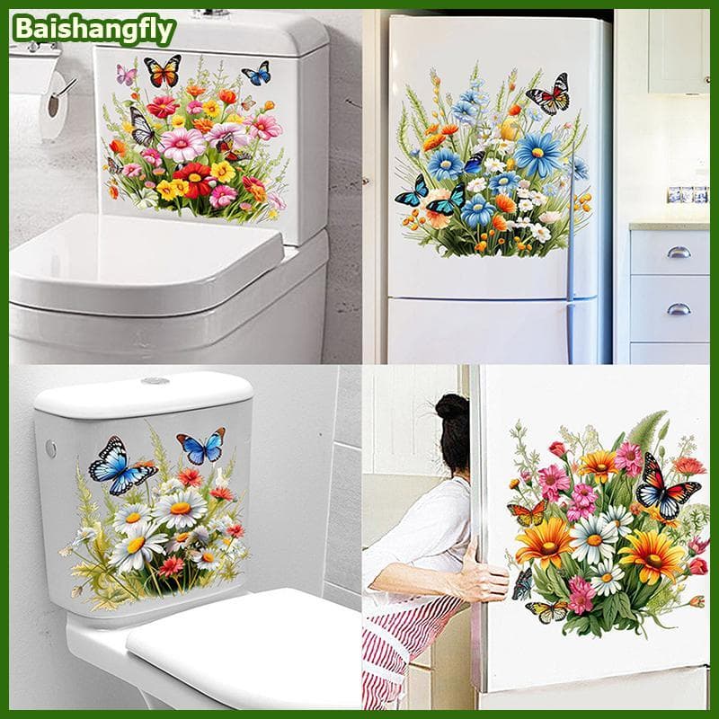baishangfly Borboleta Flor À Prova Dwaterproof Água Toalete Stier Banheiro Assento De Embelezamento Decorativo Decalques