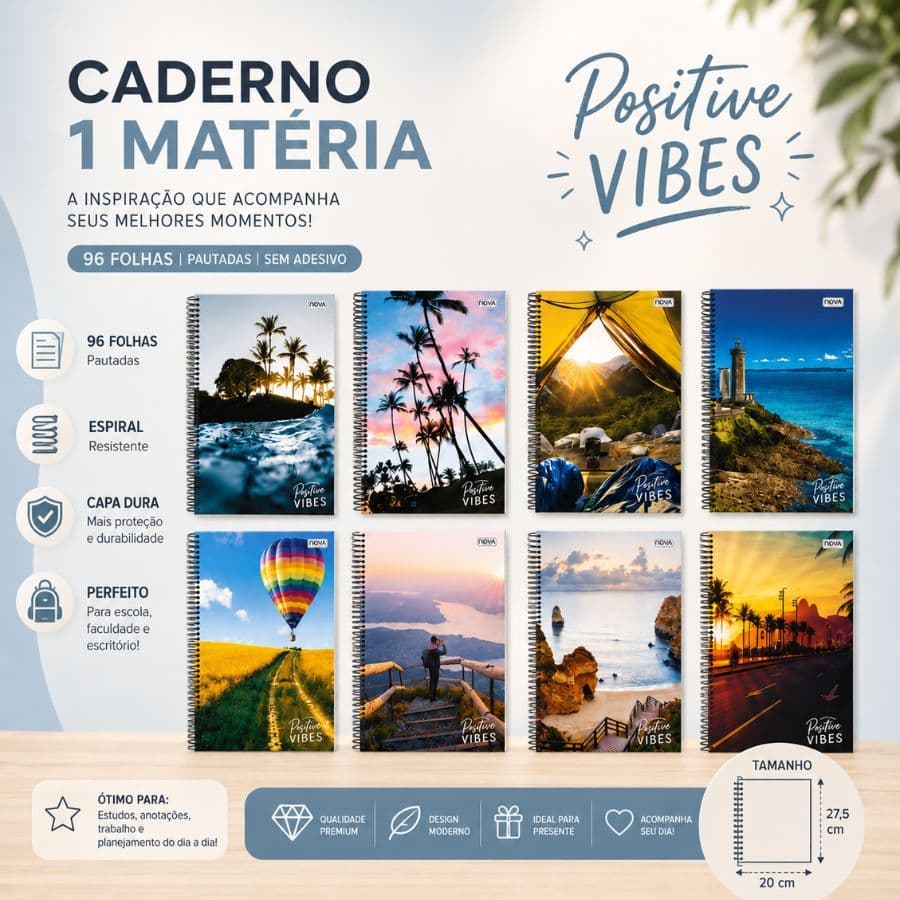 Caderno Espiral Capa Dura Universitário 1 Matéria 96 Folhas Grande com Pauta sem Adesivo