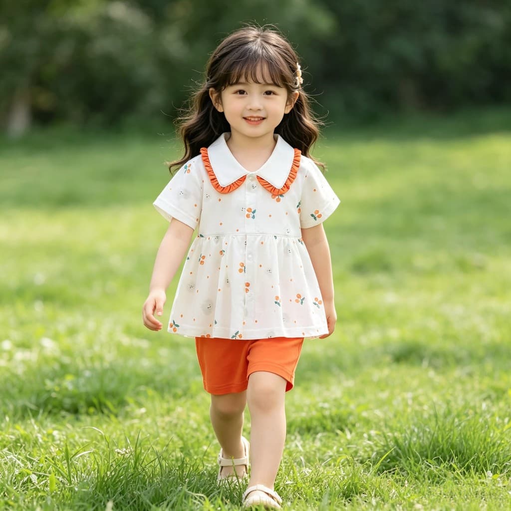 Handoulong meninas terno de verão Floral estilo fresco bebê menina passeio puro algodão crianças terno de duas peças rou