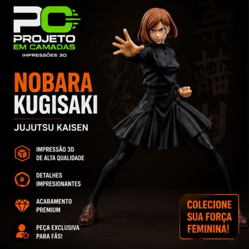 Miniatura Nobara Kugisaki Jujutsu Kaisen | Action Figure Decorativa Impressa em 3D | Colecionável Anime
