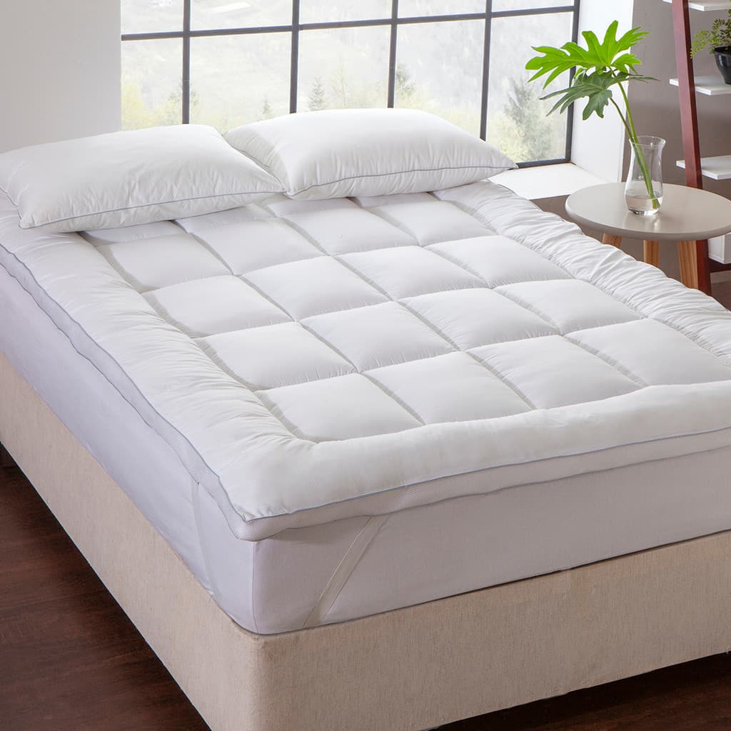 Pillow Top King Jolitex Protetor de Colchão Fibra Siliconada Antialérgico Macio Fofinho com Elástico Branco
