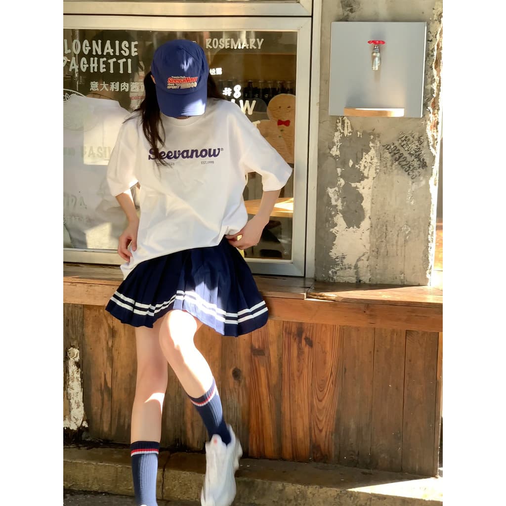 Seevanow umidade Wicking esportes de manga curta solto estilo casal legal impresso camiseta simples correndo secagem ráp