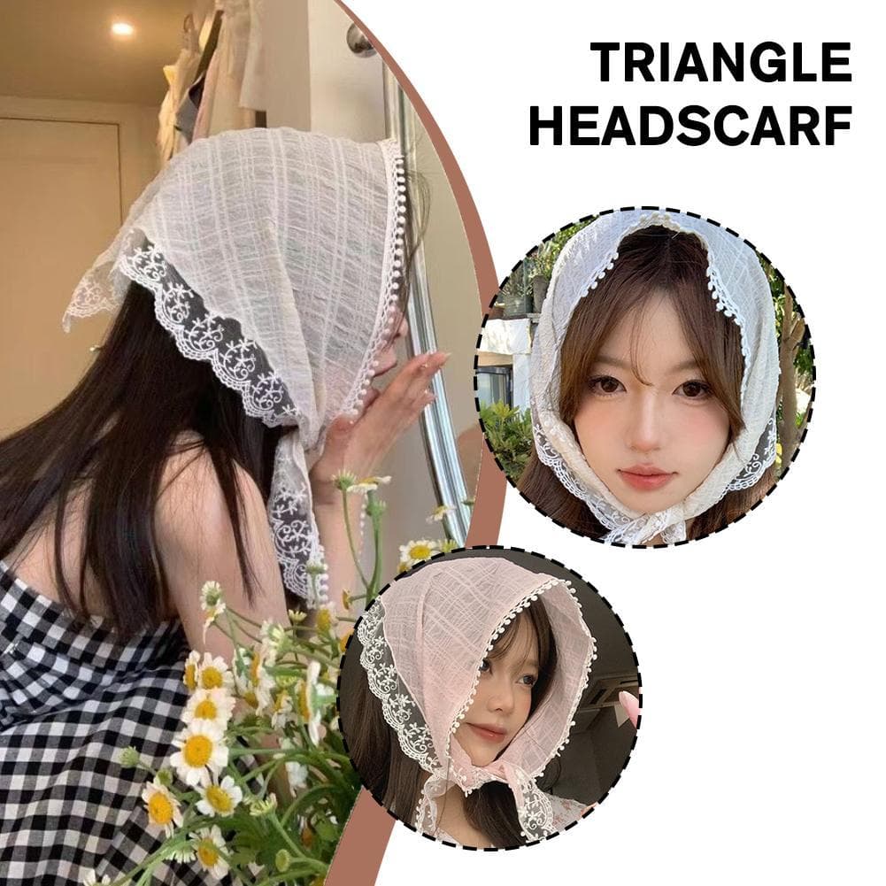 Renda Triângulo Lenço Feminino Simples Estilo Pastoral Francês Turbante Versátil Envoltório Hairband Para N4R0
