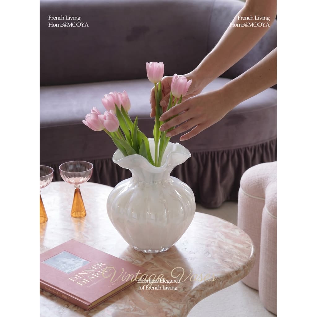 MOOYA {ParisNacre Pearlescent Paris} Luz Francesa Luxo Onda Boca Vaso Entrada Decoração de Mesa