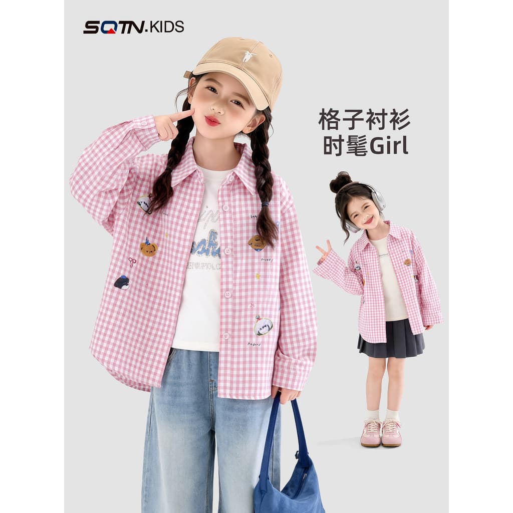Meninas camisa primavera outono 2026 novo estilo moda roupas infantis médio grande crianças Super agradável camisa outon