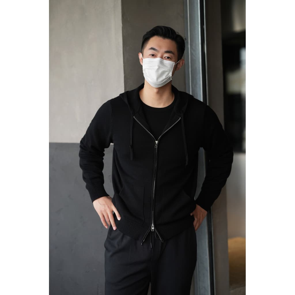 Masculino primavera lã algodão misturado com capuz cardigan clássico simples cor sólida zíper cardigan camisola jaqueta