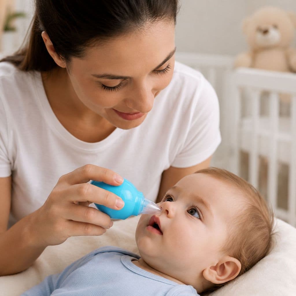 Aspirador Nasal Manual Para Bebê Com Bico Anatômico Limpador de Nariz Sugador Catarro Higienizador Nasal