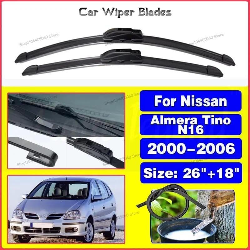 Limpador De Carro Para Nissan Almera Tino N16 2000-2006 2005 2004 Lâminas De Dianteiro De Borracha Macia Limpadores De-B