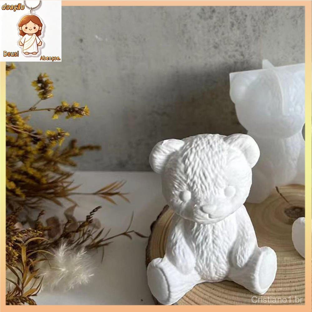 Molde de gesso para decoração de urso DIY, cola para urso de pelúcia com sorriso luminoso