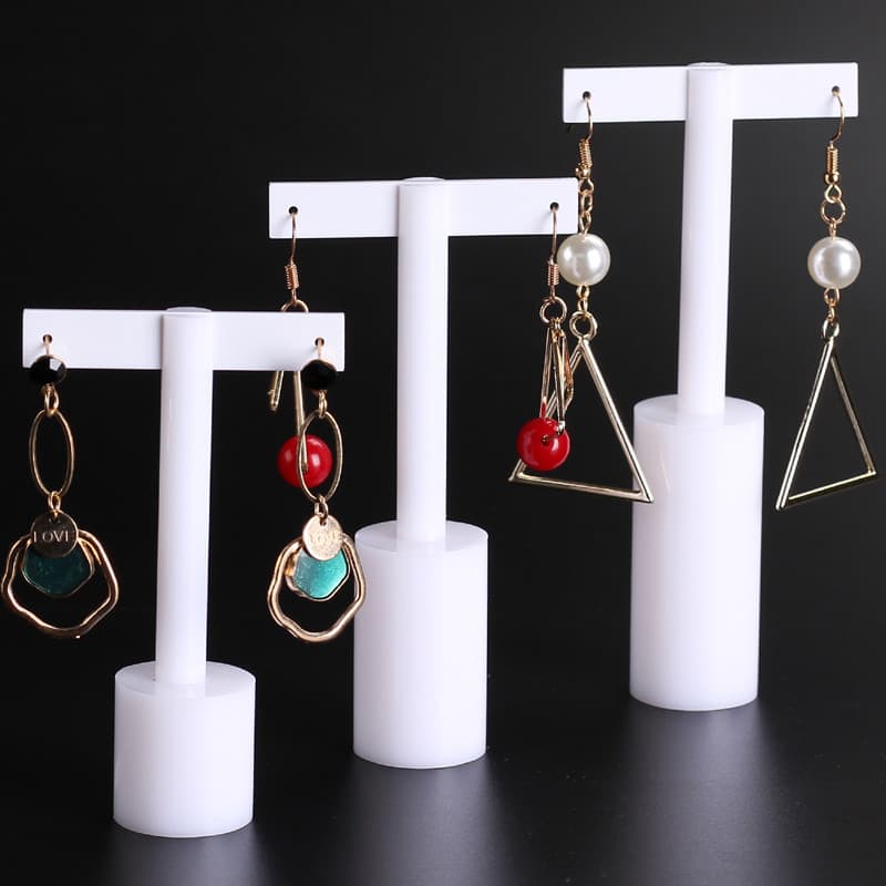 Suporte de exibição de brincos acrílicos com fundo cilíndrico, conjunto de três peças, suporte de exibição de joias, con