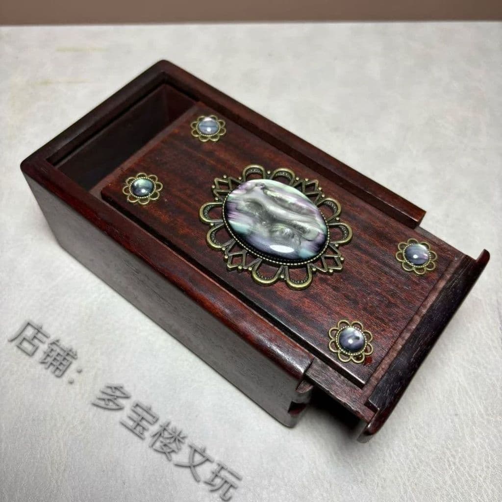 Antigo angustiado antiquado jacarandá decoração Gem Luban órgão caixa pulseira caixa de jóias 14x8x6cm