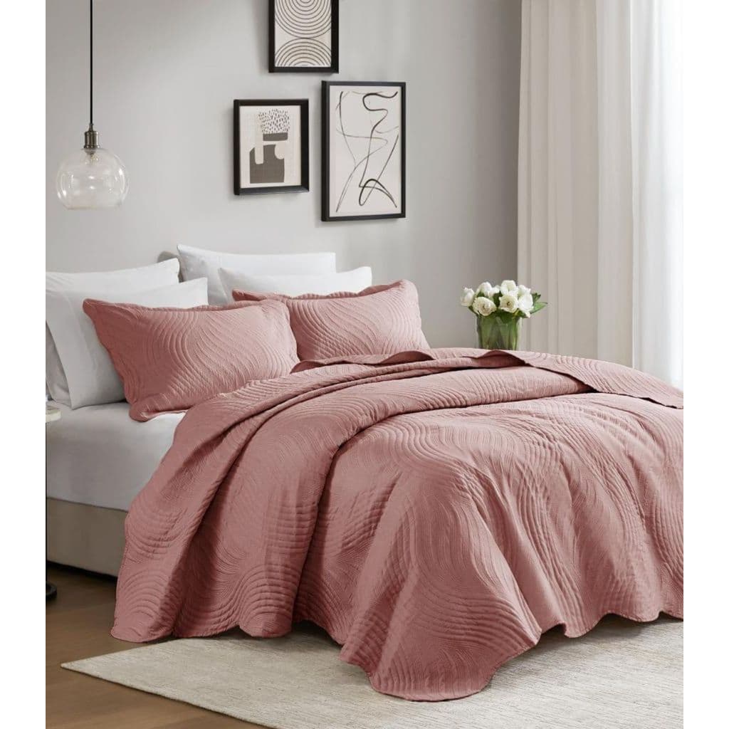 Jogo De Colcha Queen Milão 150 Fios Corttex Rosa