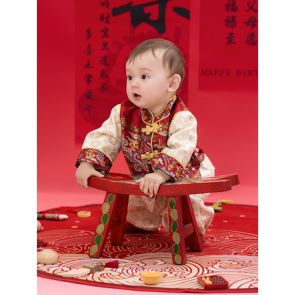 Roupas de bebê roupas de um ano menino bebê pegar semana roupas novo estilo chinês pegar banquete semanal roupas anivers
