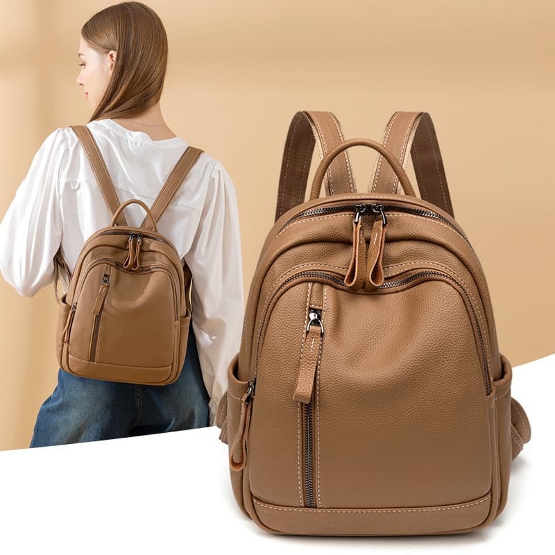 Mochila feminina 2026 novo estilo versão coreana mochila de couro grande capacidade couro macio moda feminina mochila de