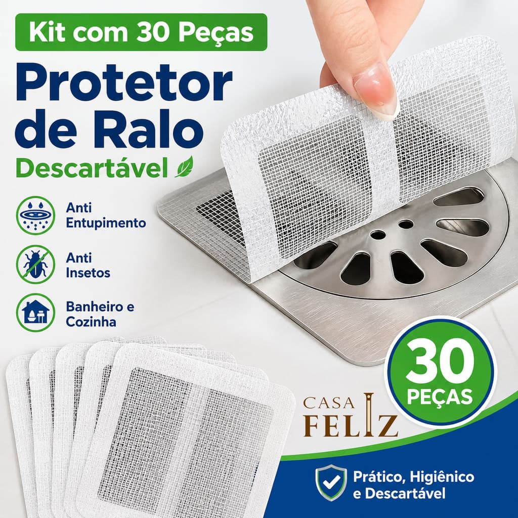 Kit 30 Protetores de Ralo Adesivos com Tela, Anti Insetos e Entupimento para Ralo de Banheiro e Cozinha