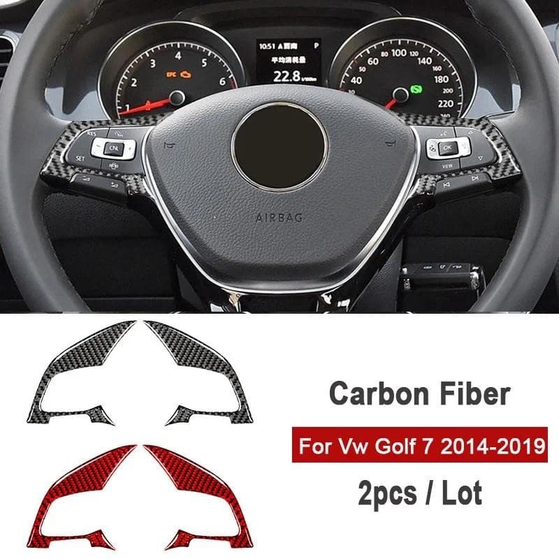 2 Pçs De Fibra Carbono Volante Do Carro Capa Guarnição Adesivos Para Volkswagen Golf 7 Gti Mk7 2014-2019 Acessórios Inte