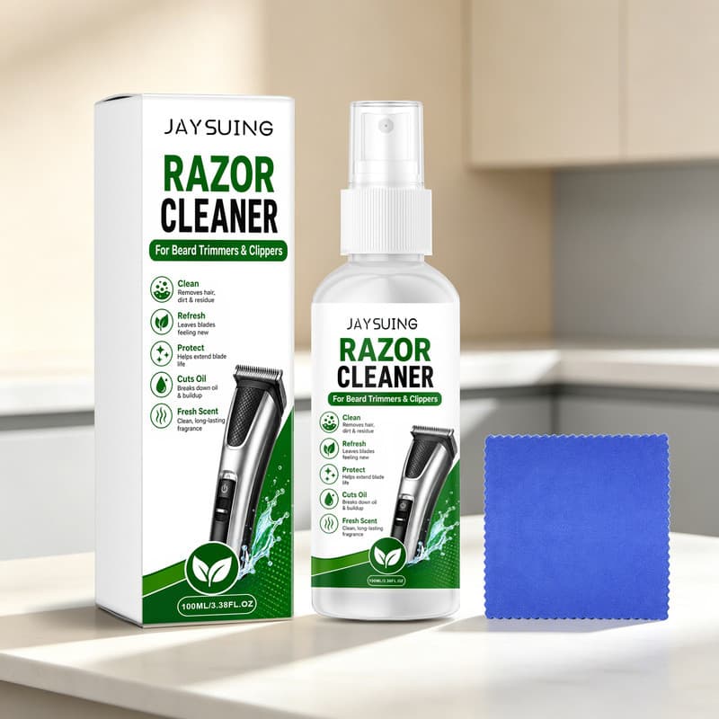 Spray de limpeza para barbeador elétrico, estoque pronto, remoção de sujeira do cabelo e restantes, cuidados com equipam