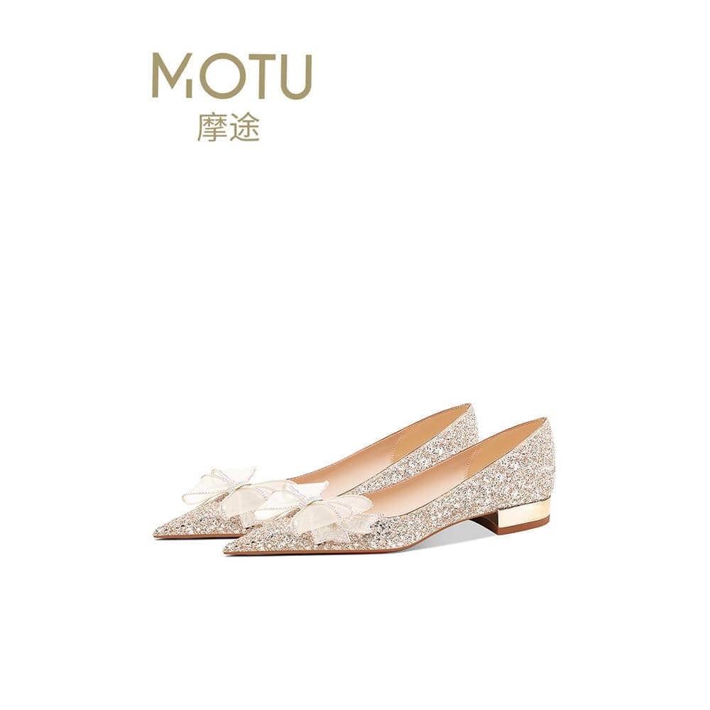 Sapatos de casamento planos femininos inverno cristal dourado vestido de casamento sapatos de noiva francês piscando cas