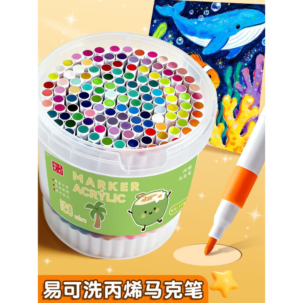 Caneta acrílica marcadora acrílica, não é fácil de penetrar, papel lavável, 24 cores, estudantes, crianças, 48 cores, ba