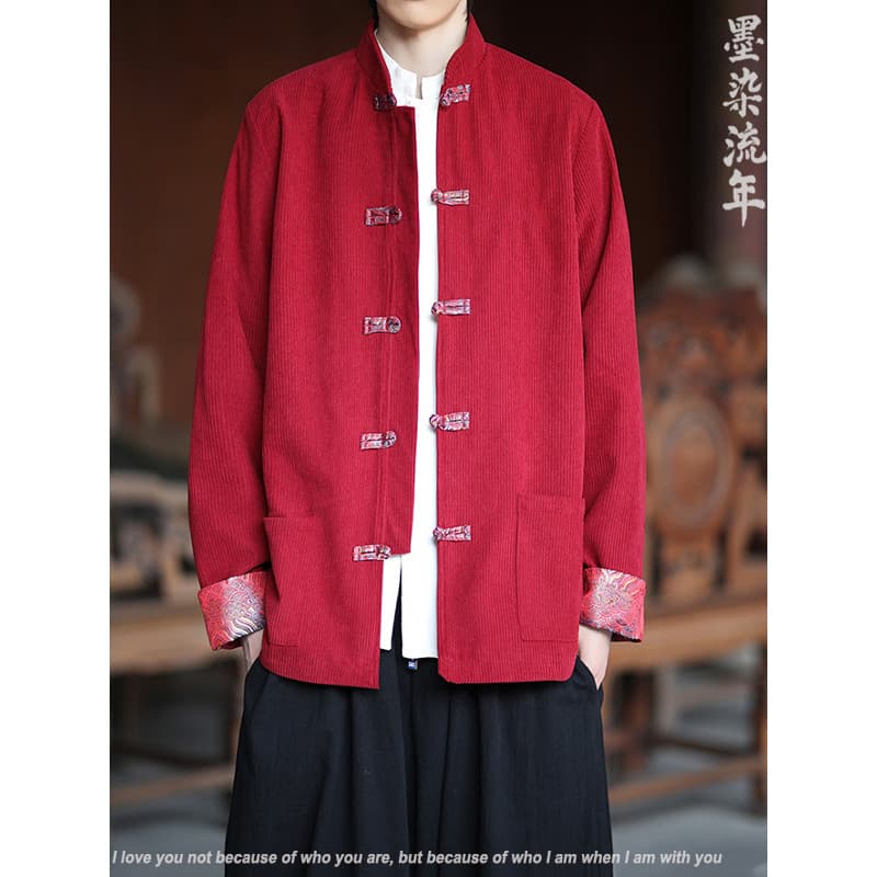 Novo estilo chinês contraste cor Jacquard jaqueta Retro Tang terno 2026 novo estilo outono street wear rua Casual jaquet