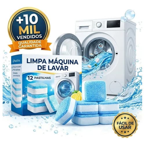 Pastilha Limpeza Tablete Máquina Lavar Roupa Kit 12 Und Nfe