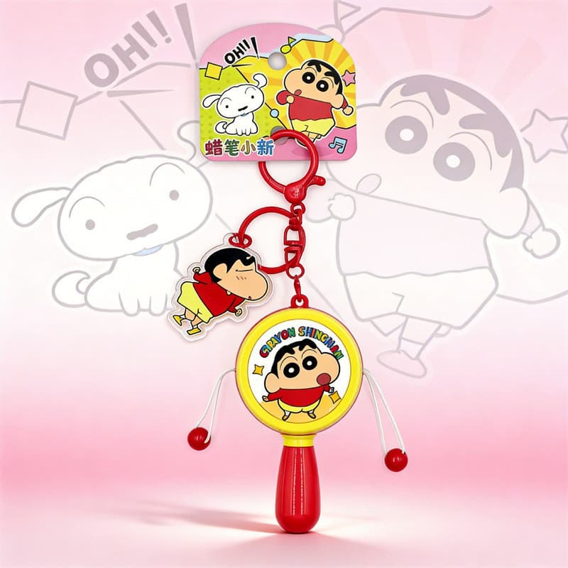 Genuíno Crayon Shin-Chan onda tambor chaveiro bonito dos desenhos animados pingente estudante saco pingente descompressã