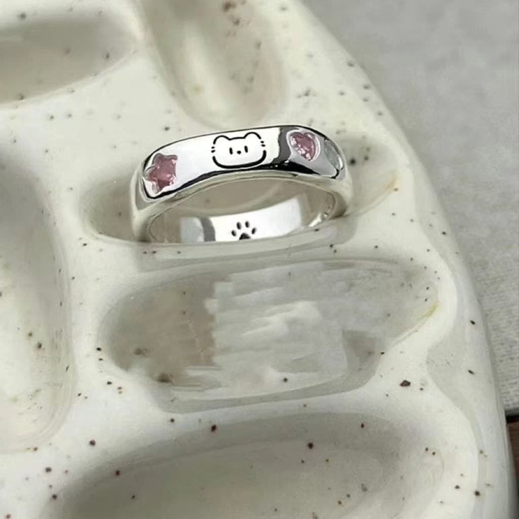 Anel feminino estudante festa gatinho filhote de cachorro temperamento moda diária anel ins Design nicho namorada anel p